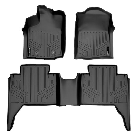 Smartliner SA0207-B0207 Custom Fit 2 Row Floor Mats Liner Set for 2016-2017 Toyota Tacoma, Black SA0207/B0207